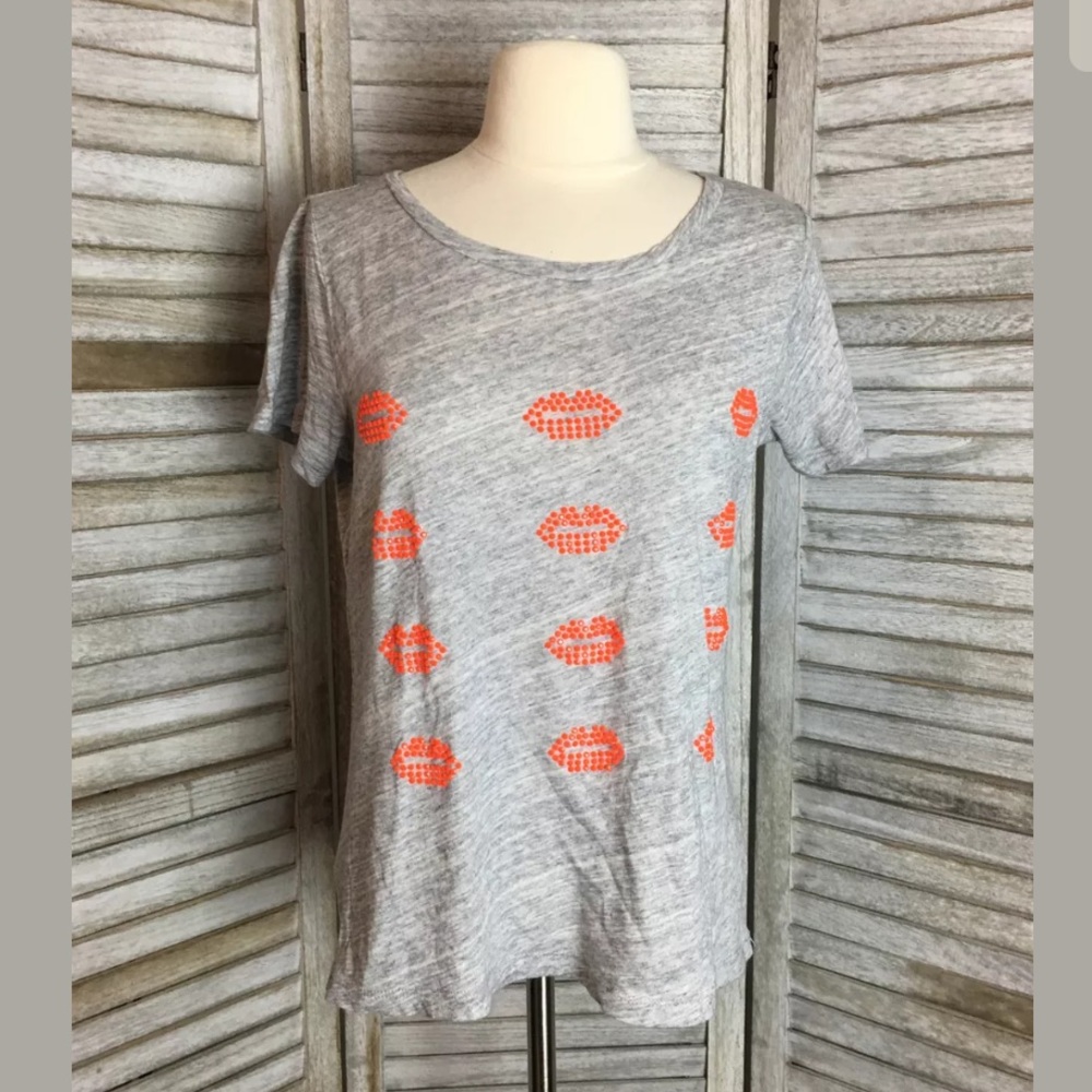 J Crew Studded Lips Tee Sz XS